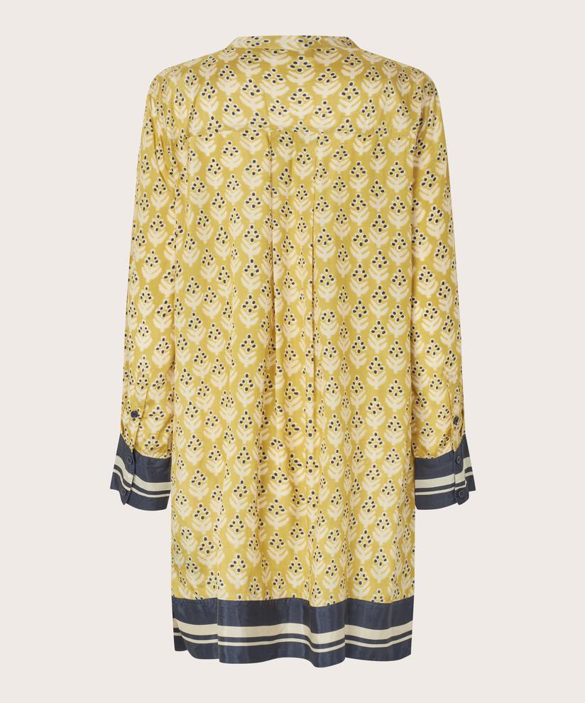 langärmlige Viskose-Tunika mit Knopfleiste, Burnish Gold