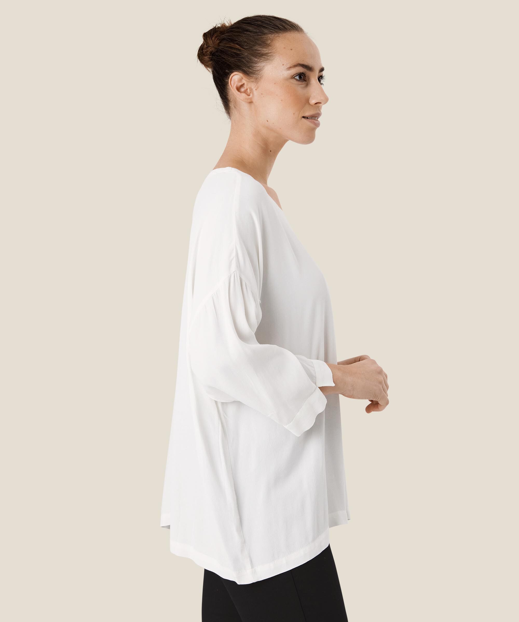 Viskosebluse Mit 3/4 Ärmeln, Cream