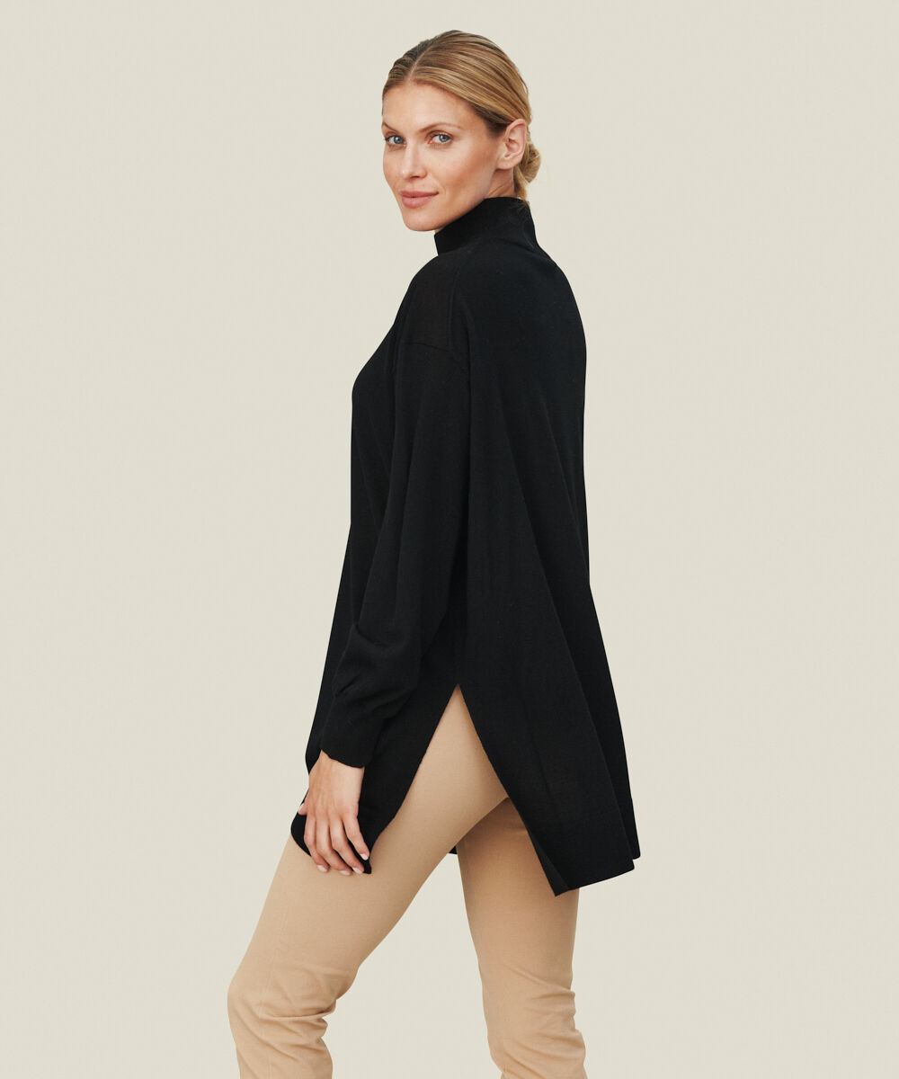 Rollkragenpullover aus Wolle, Black