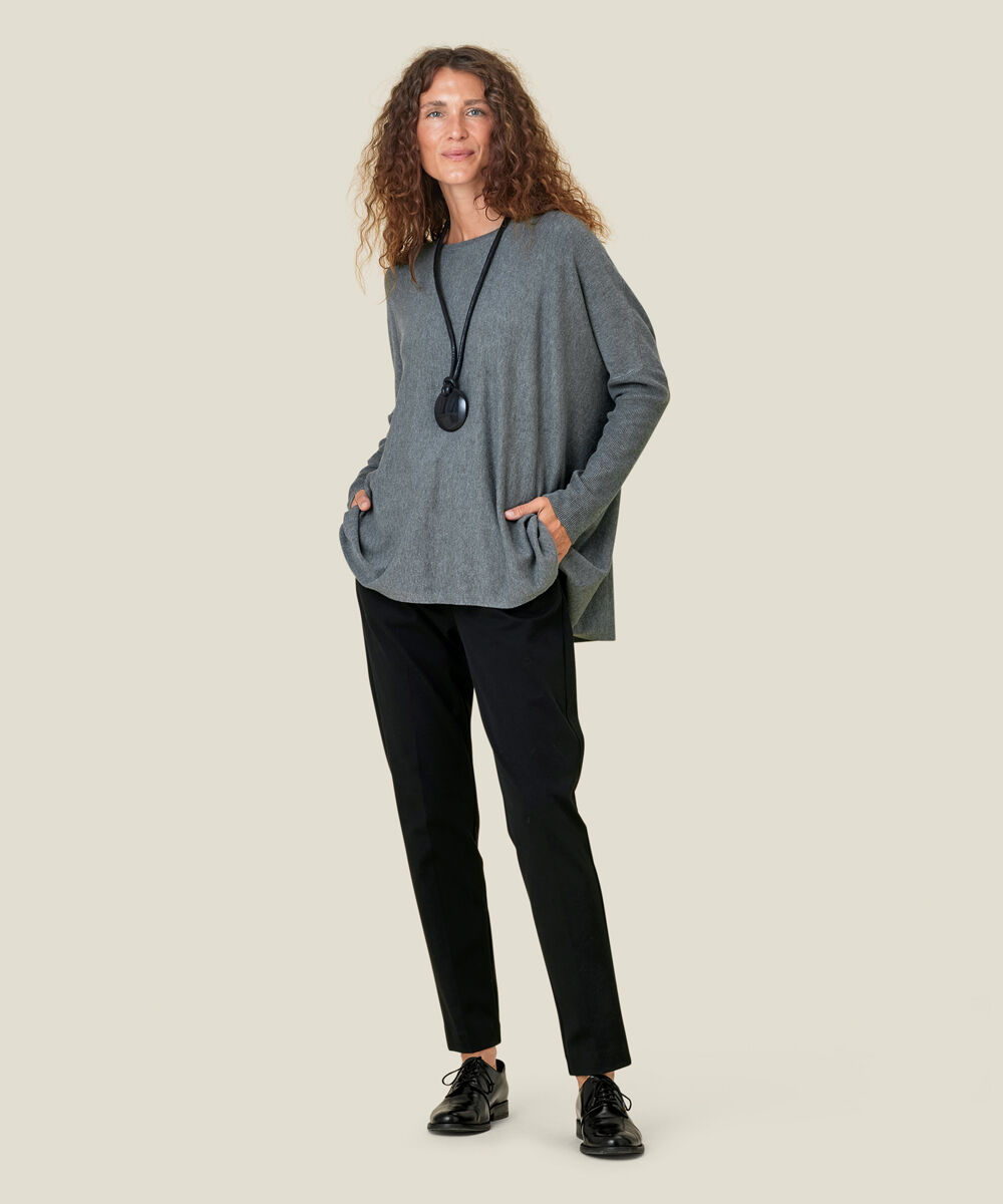 Oversize-pullover Mit Schmalen &Auml;rmeln, M. Grey mel.