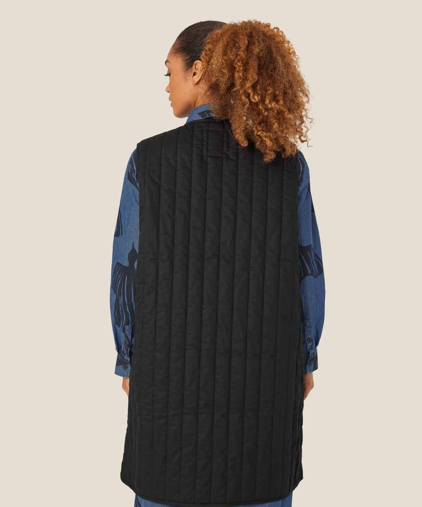 Steppweste mit Rundhalsausschnitt, Black