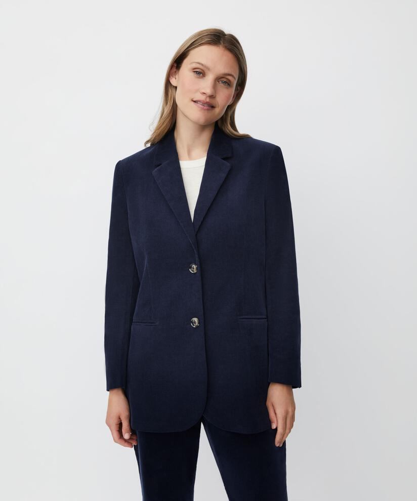 klassischer Blazer aus Babycord, Navy Blazer