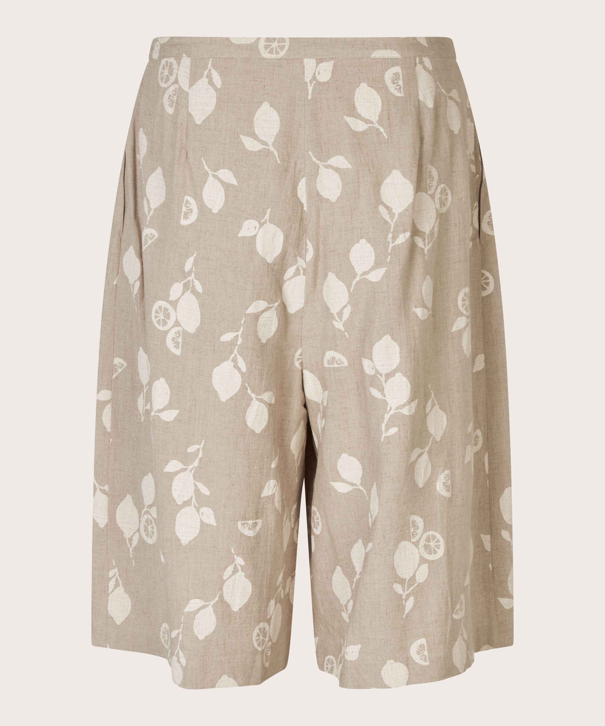 Bedruckte Shorts aus Leinenmischung mit festem Bund, Natural