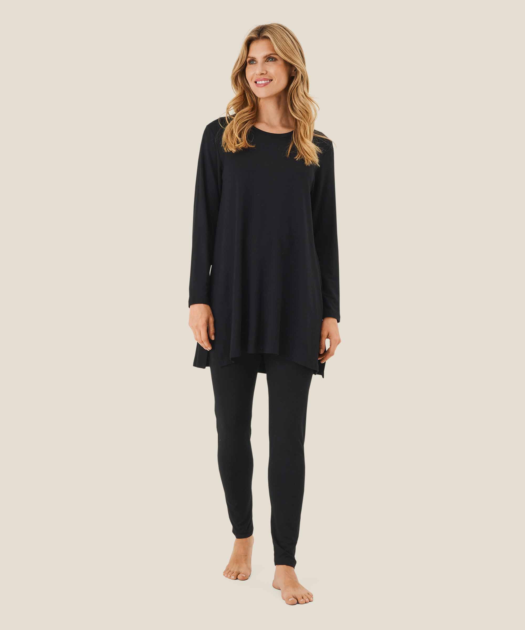 JERSEY-Tunika mit langen Ärmeln, Black