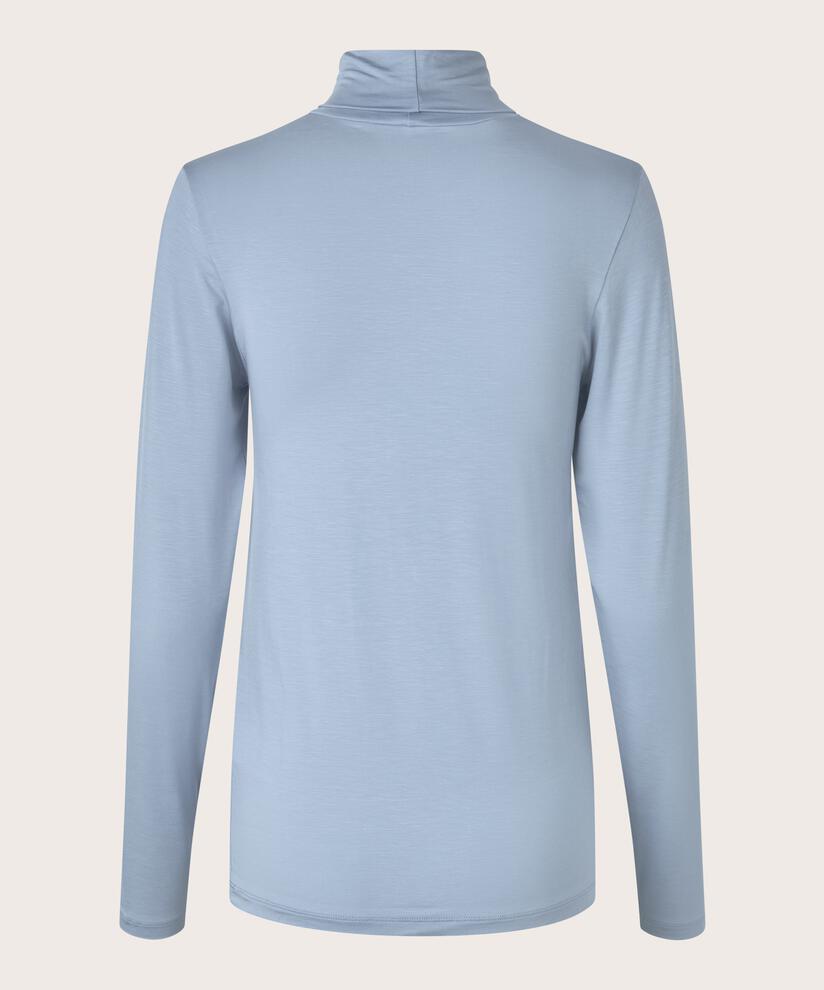 Rollkragenbluse Aus Weichem Jersey, Blue Fog