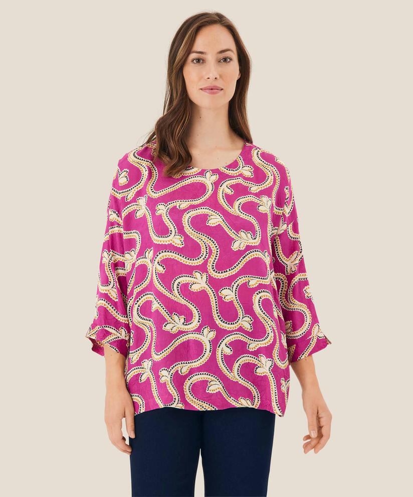 Viskosebluse mit 3/4 Ärmeln, Wild Aster