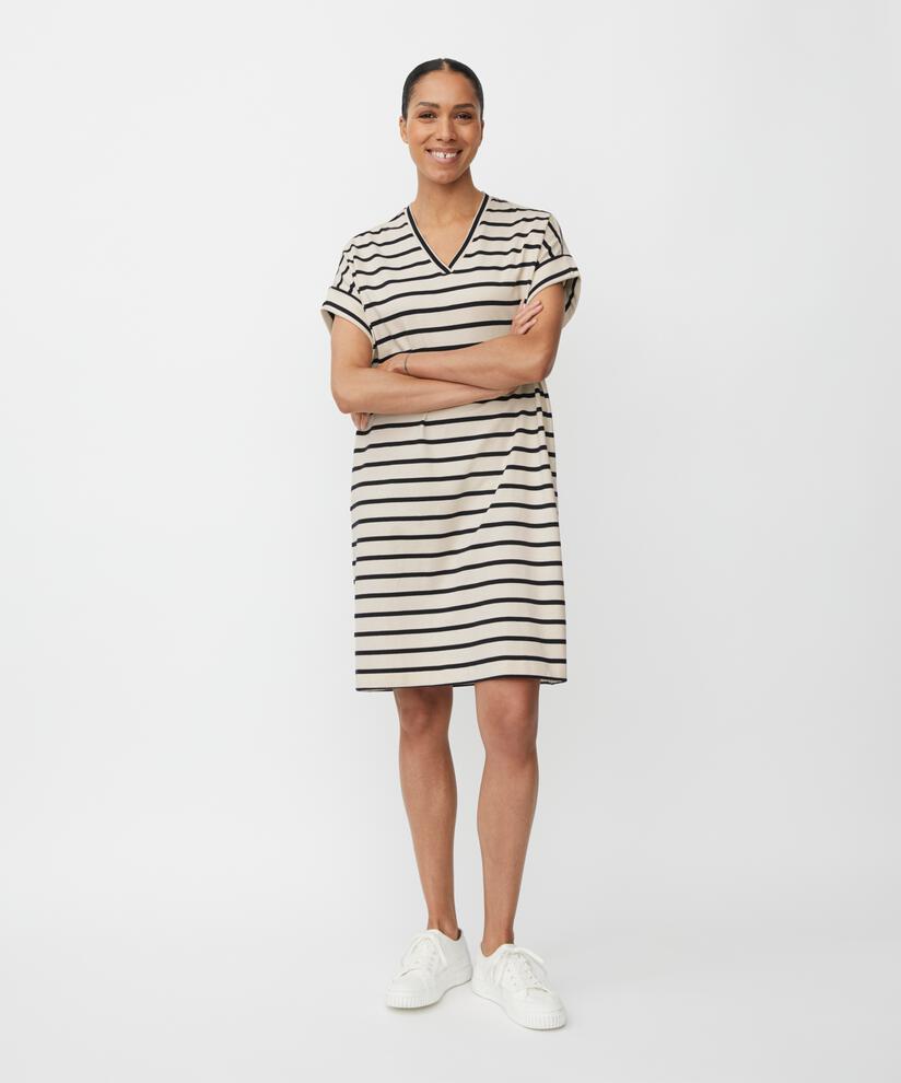 gestreiftes Jerseykleid mit Rundhalsausschnitt, Whitecap