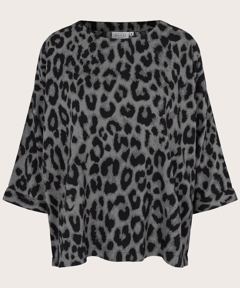 Viskosebluse Mit 3/4 Ärmeln, Steel Grey