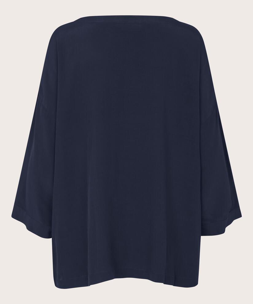 Viskosebluse Mit 3/4 Ärmeln, Navy Blazer