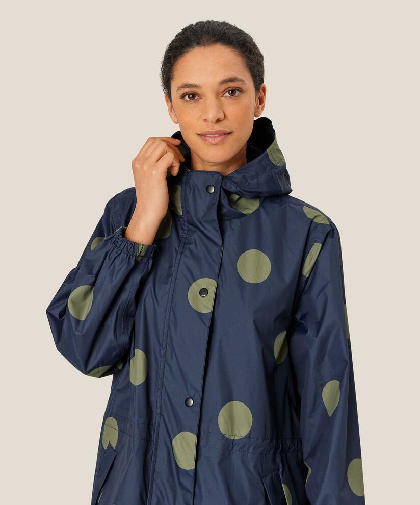 gepunktete Regenjacke mit Kapuze und Taschen, Mood Indigo