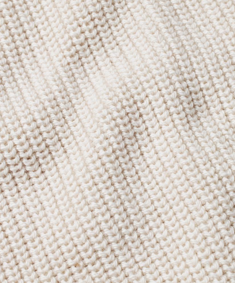 Strickpullover mit Reißverschluss am Hals und Rippdetails, Whitecap