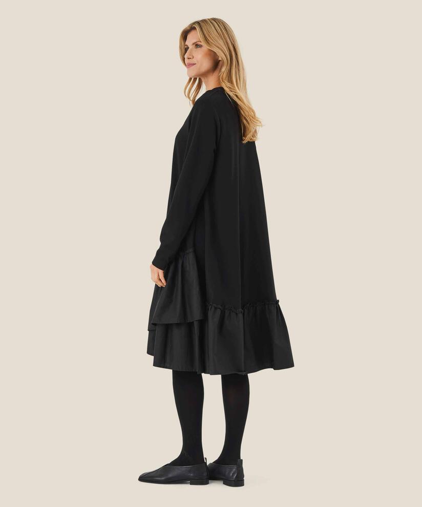 Langarmkleid aus schwerem Jersey, Black
