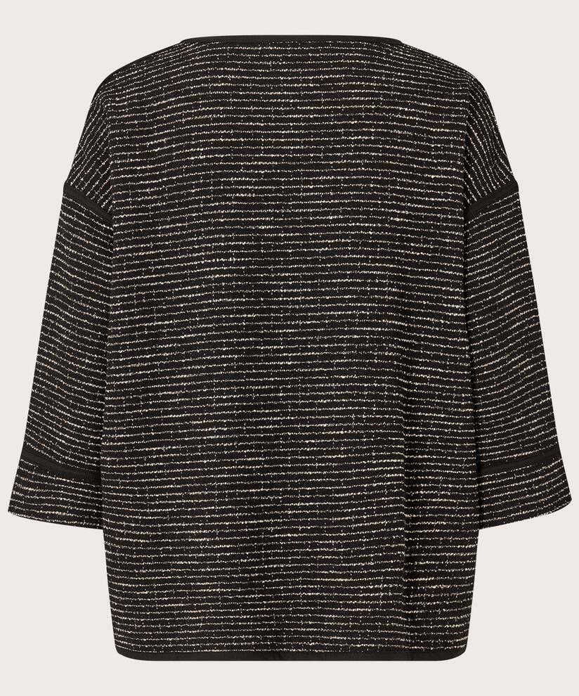 Shirt mit 3/4-Ärmeln aus strukturiertem Jersey, Black