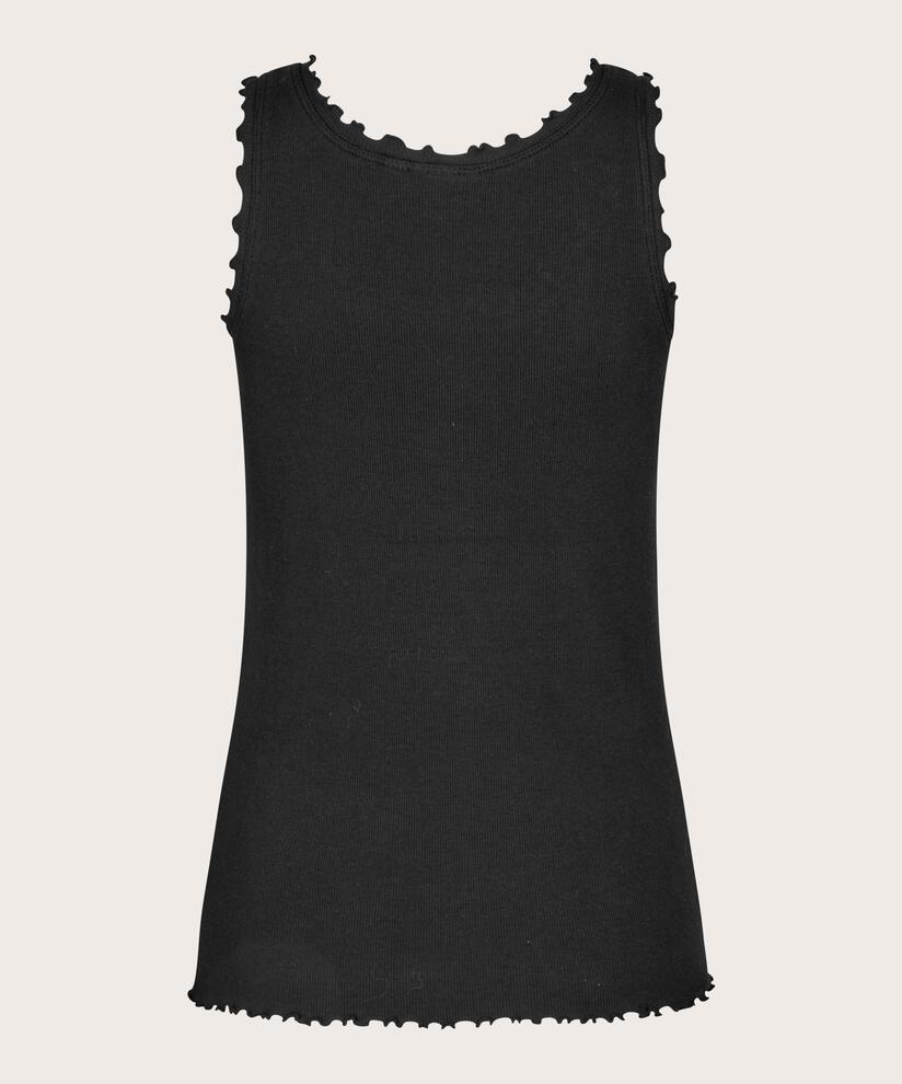 Tanktop mit gerüschten Kanten, Black
