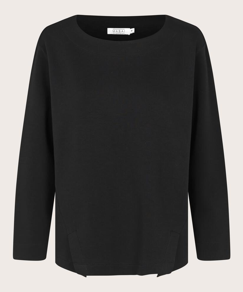 Weiches Sweatshirt mit Schlitzen vorne, Black