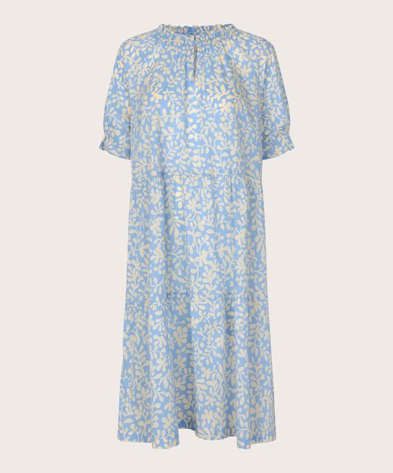bedrucktes Baumwollkleid mit kurzen Ärmeln, Della Blue