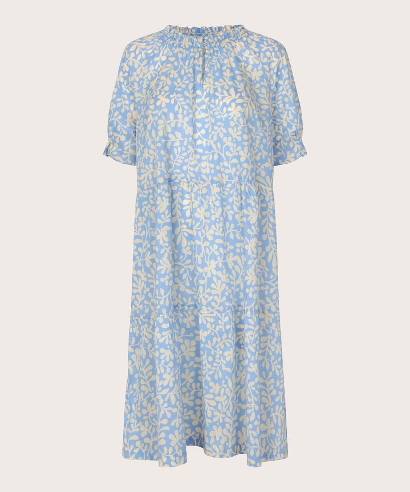 bedrucktes Baumwollkleid mit kurzen Ärmeln, Della Blue