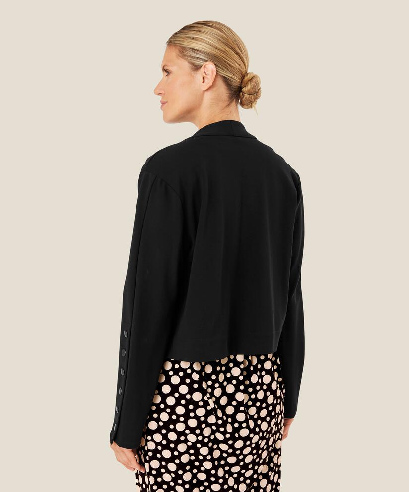 Kurze Jerseyjacke mit Knopfdetail am Ärmel, Black