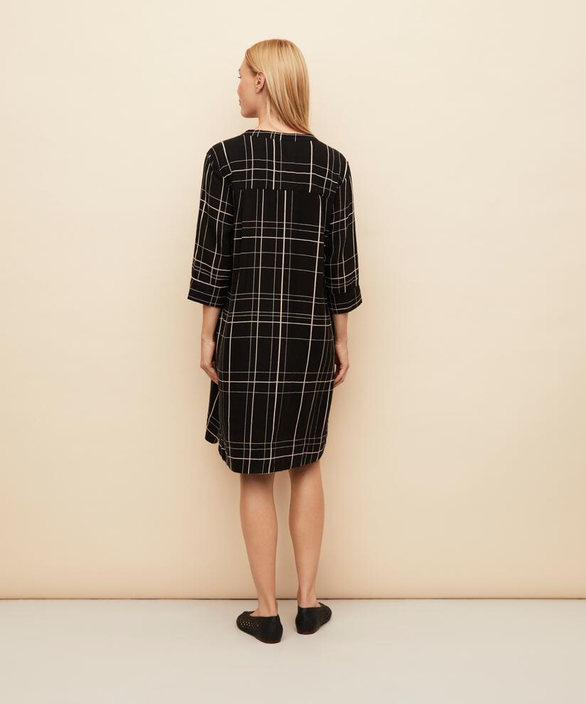 bedrucktes Kleid aus Leinenmischung, Black