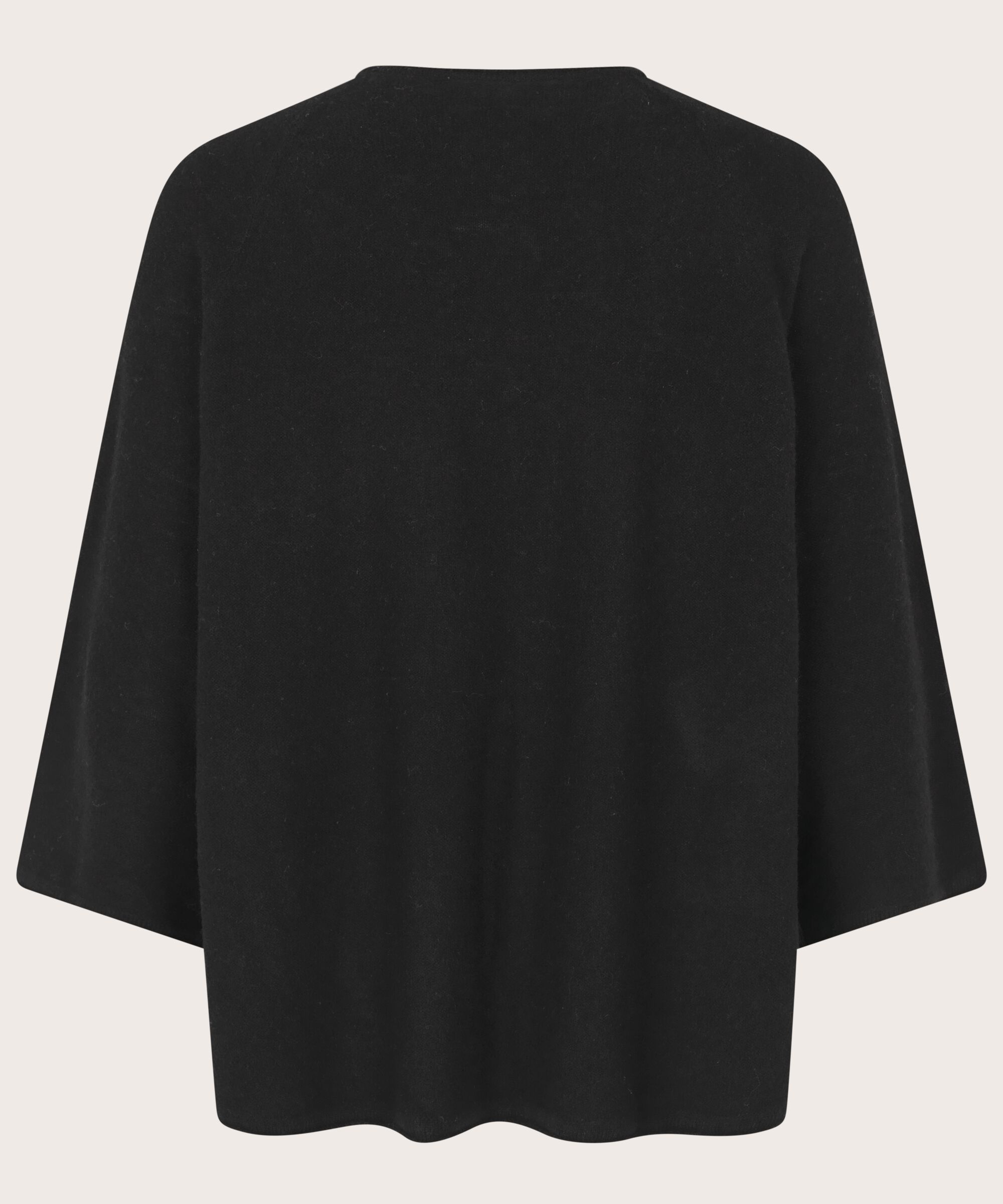 Wollstrickpullover mit 3/4-Ärmeln, Black