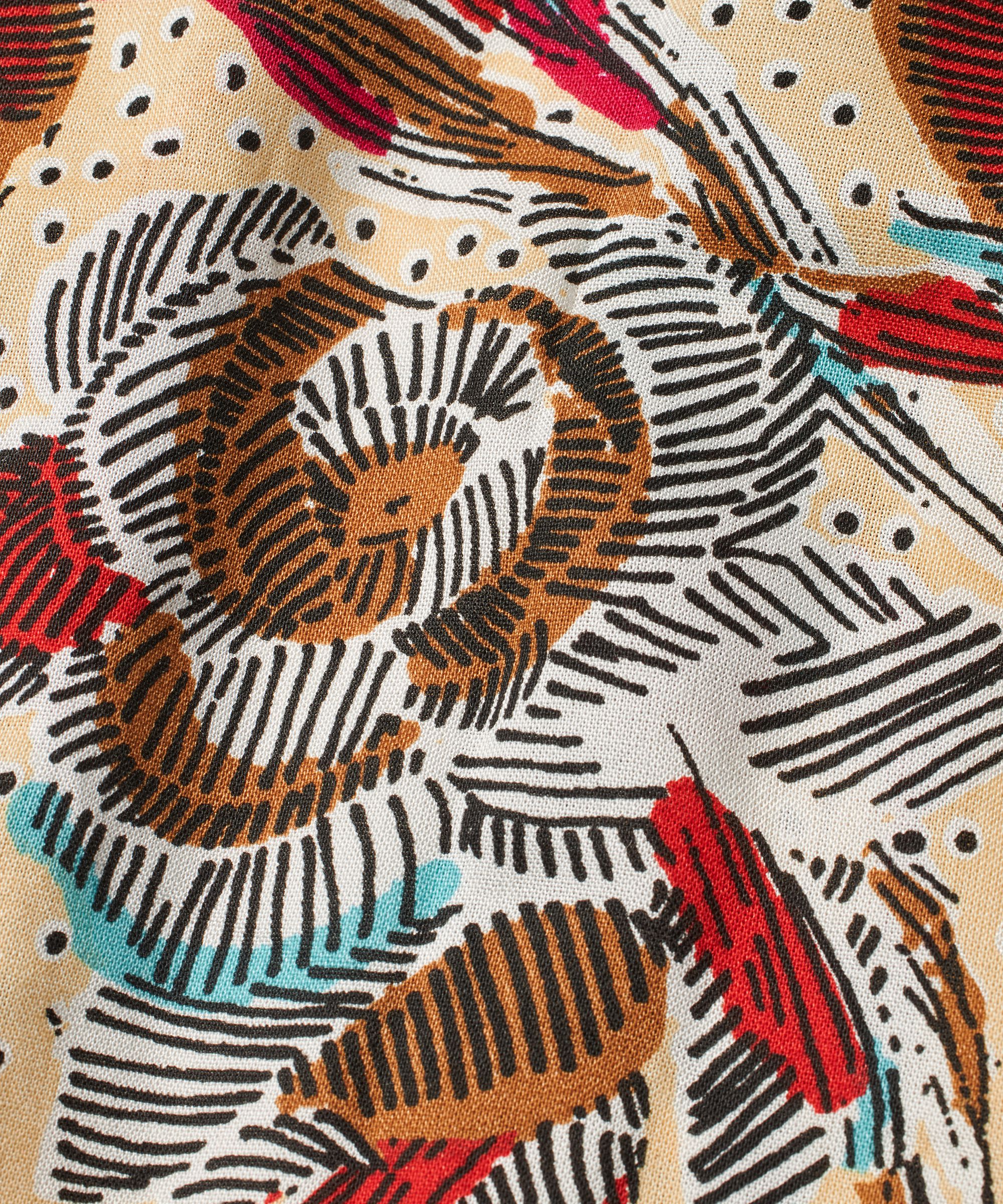 bedruckte Viskosejacke mit 3/4 Ärmeln und Gürtel, Soybean