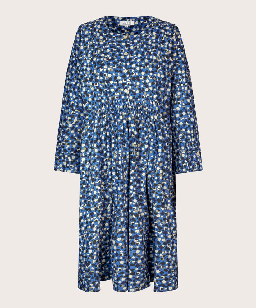Baumwollkleid mit Falten und Eingrifftaschen, Federal Blue