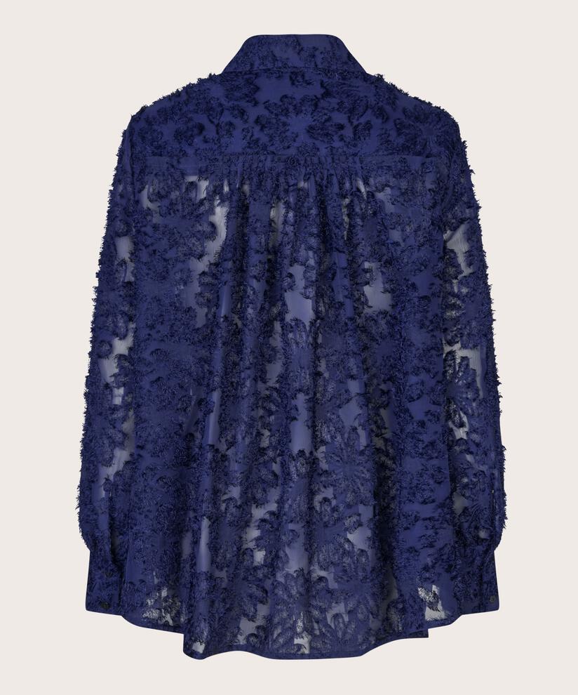 transparentes Hemd mit eingewebten Blumen, Medieval blue