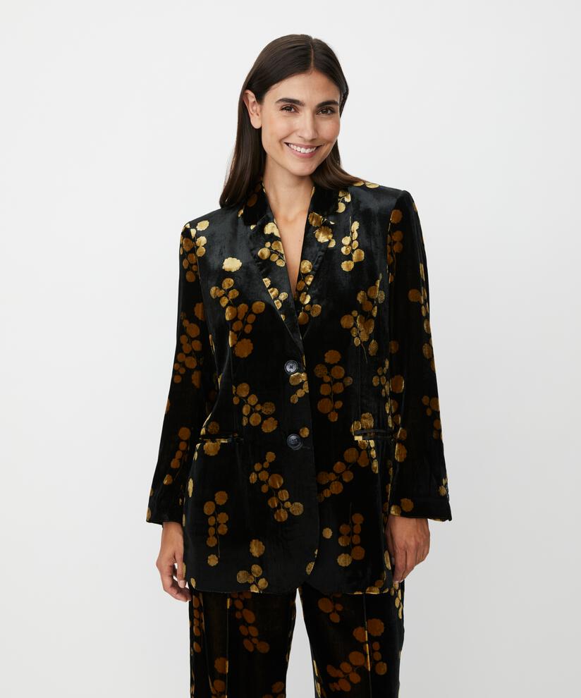 bedruckter Veloursblazer mit Knopfverschluss, Rubber