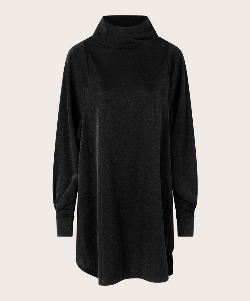 Kleid aus glitzerndem Jersey mit Stehkragen, Black