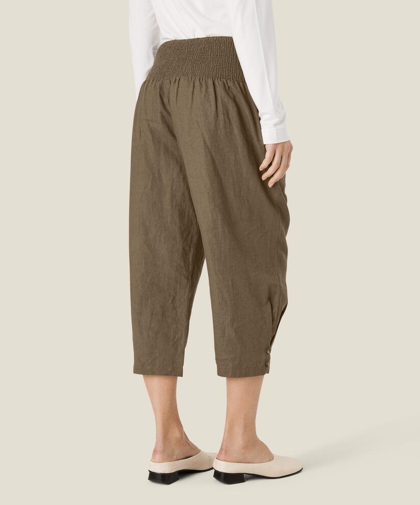 Leinenhose mit breitem, gesmoktem Gummizug hinten, Crocodile