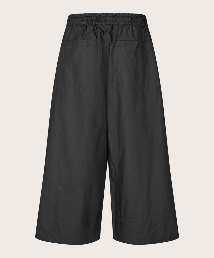 Baumwollhose mit weitem Bein und elastischem Bund, Black