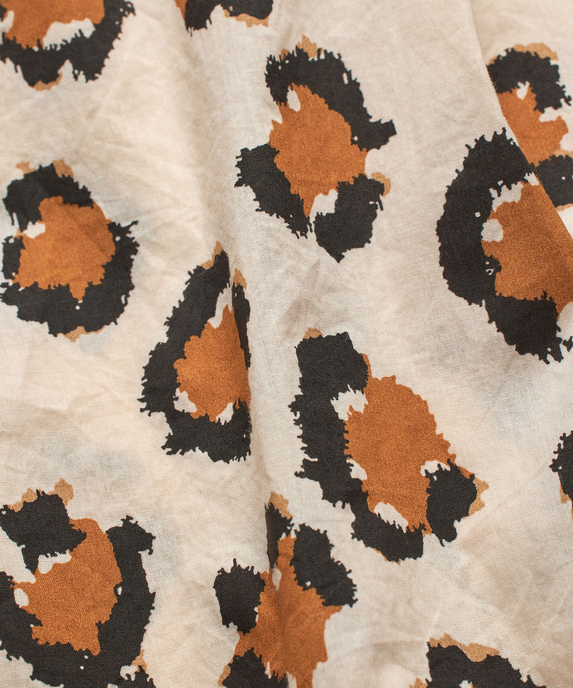 Baumwollhemd mit Leopardenmuster und 3/4-Ärmeln, Cashew