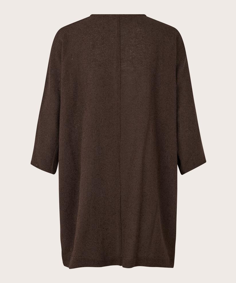 Lange Jacke Aus Bouclé, Coffee Bean