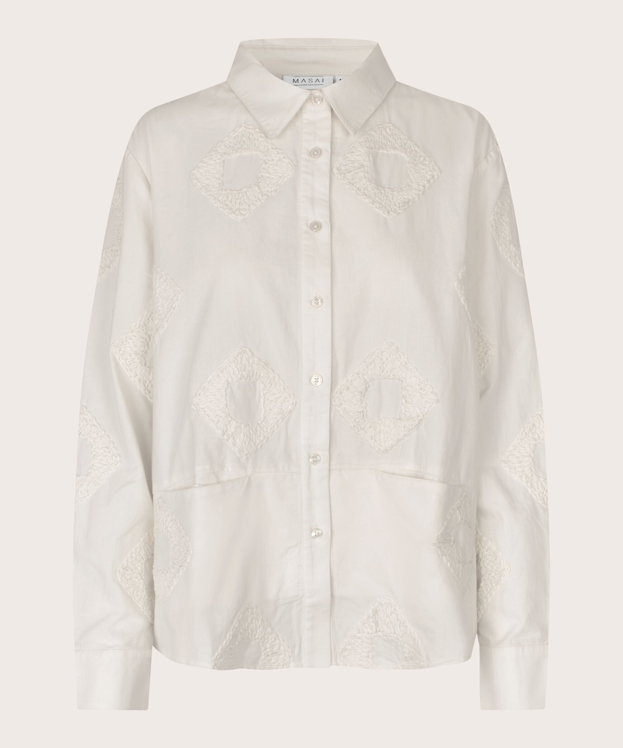 Baumwollhemd mit gestickten Details und Fronttaschen, Jet Stream