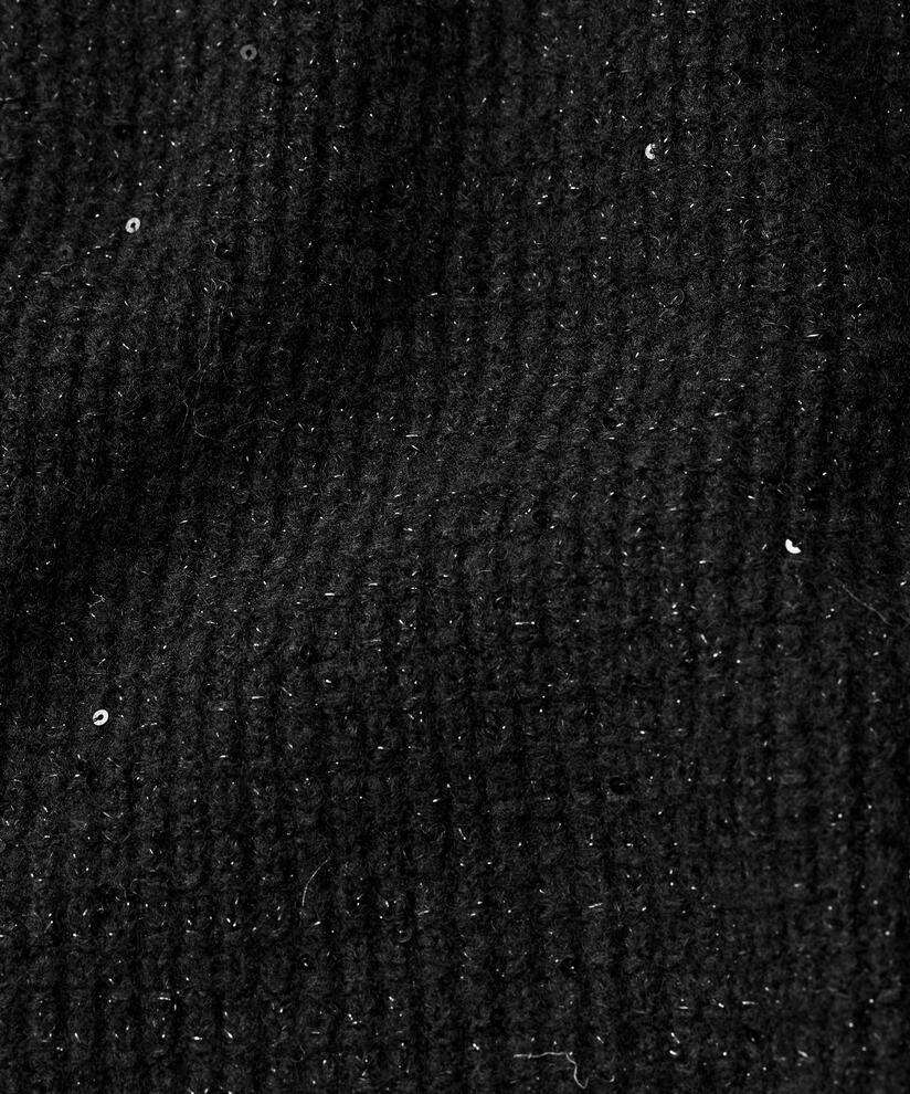 Kurzarmpullover aus Wollmischung mit Pailletten, Black