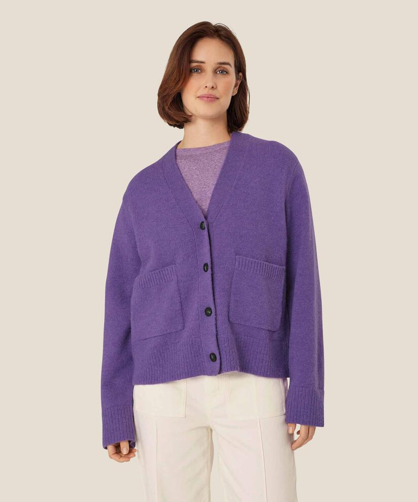 klassischer Cardigan aus Wollmischung, Meadow Violet