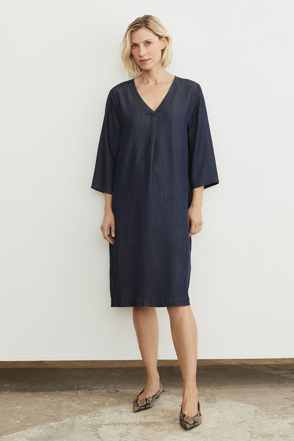 Jeanskleid aus Lyocell mit Balloneffekt - Raw Denim