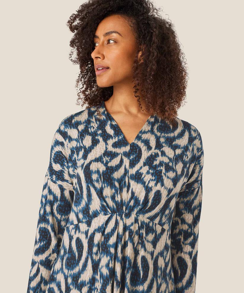 Jerseykleid mit V-Ausschnitt und Eingrifftaschen, Moonlit Ocean