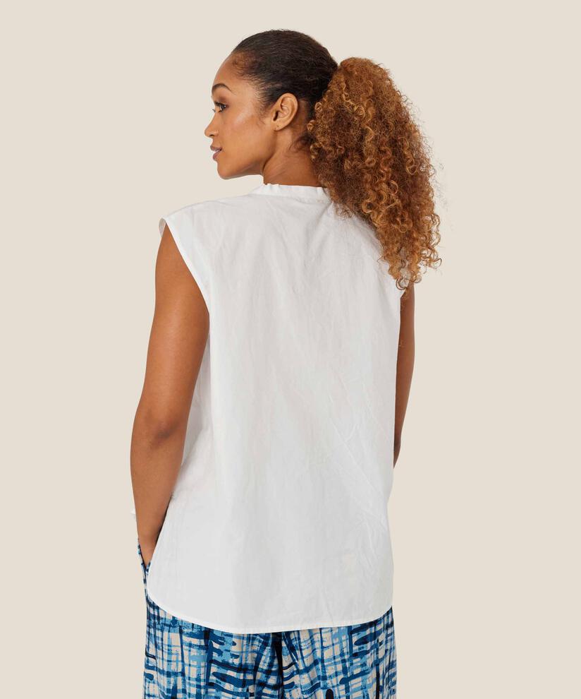 ärmelloses Baumwollhemd mit Bindebändern, White