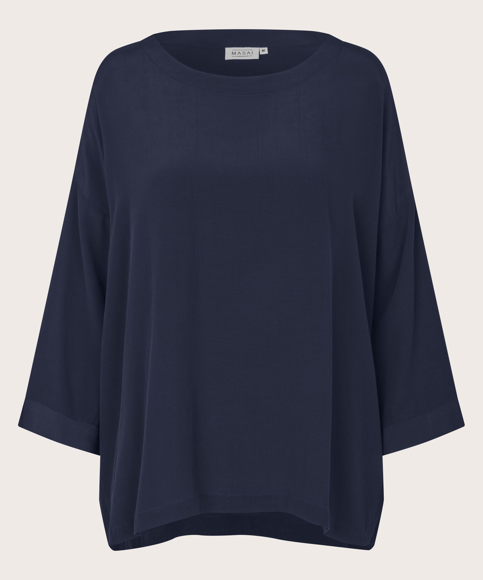 Viskosebluse Mit 3/4 Ärmeln, Navy Blazer
