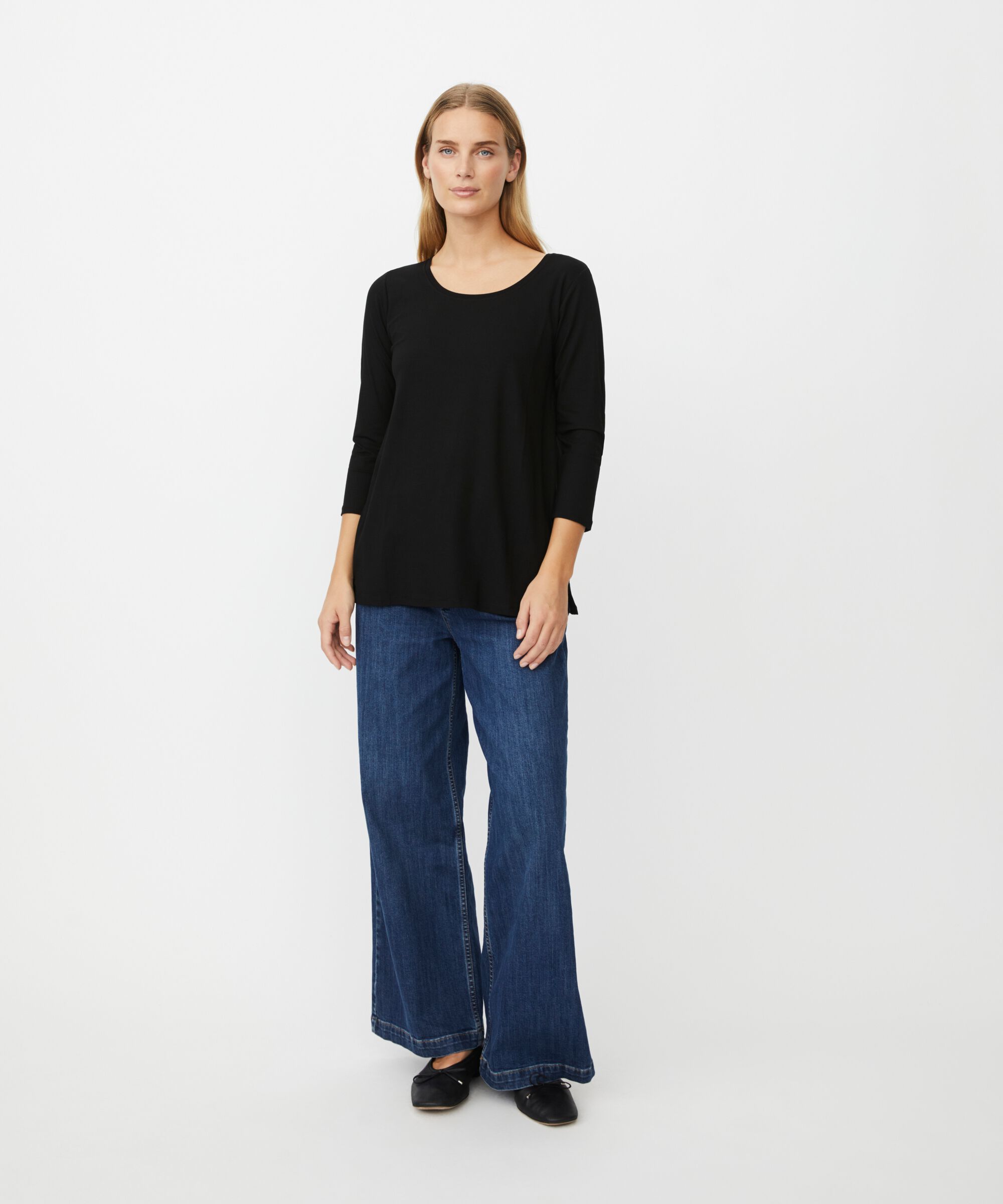 Shirt Mit Rundem Hals, Black