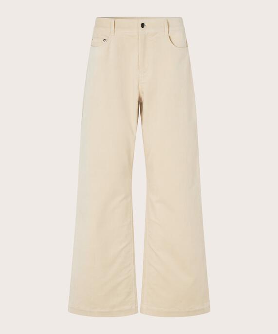 Cordhose mit weitem Bein und festem Bund, Fog