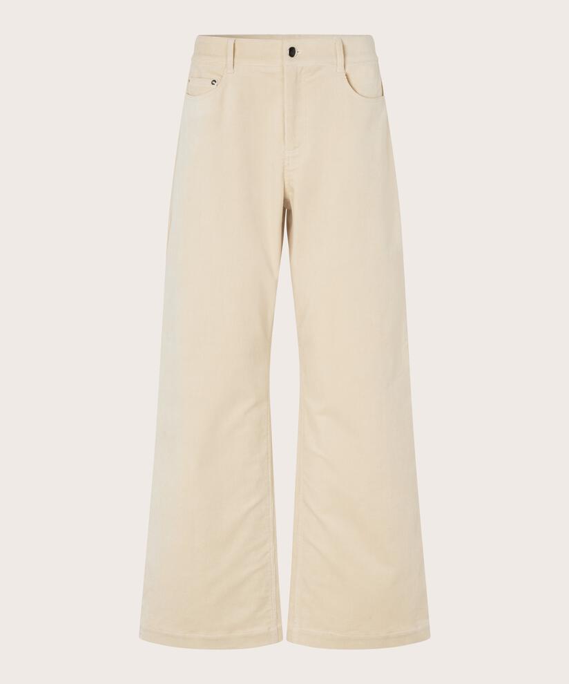 Cordhose mit weitem Bein und festem Bund, Fog