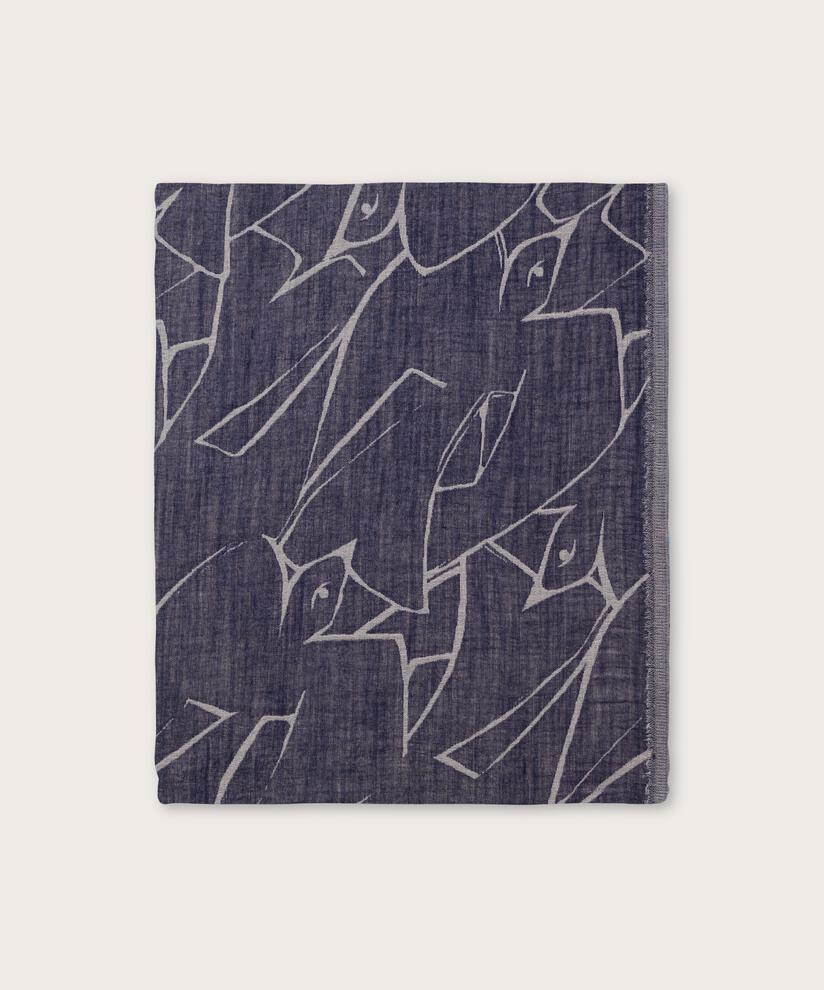 Bedruckter Schal aus Wollmischung, Navy Blazer