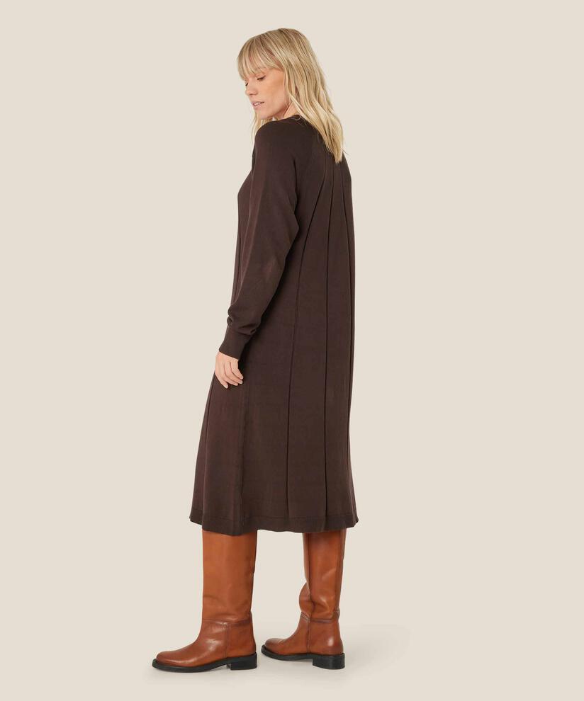 Feinstrickkleid mit langen Ärmeln, Coffee Bean