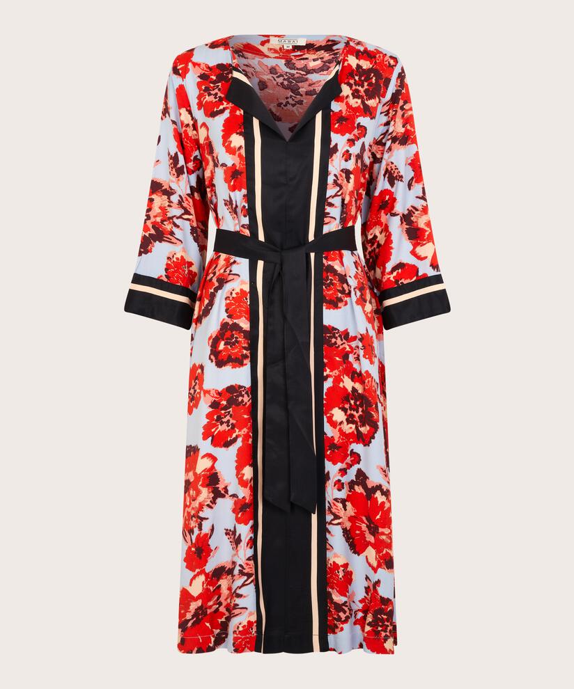 Viskosekleid mit V-Ausschnitt und abnehmbarem Gürtel, Orange com