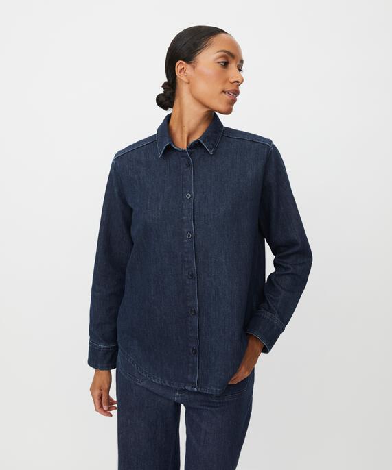 Jeanshemd mit einem Hauch von Glitzer, Dark Denim