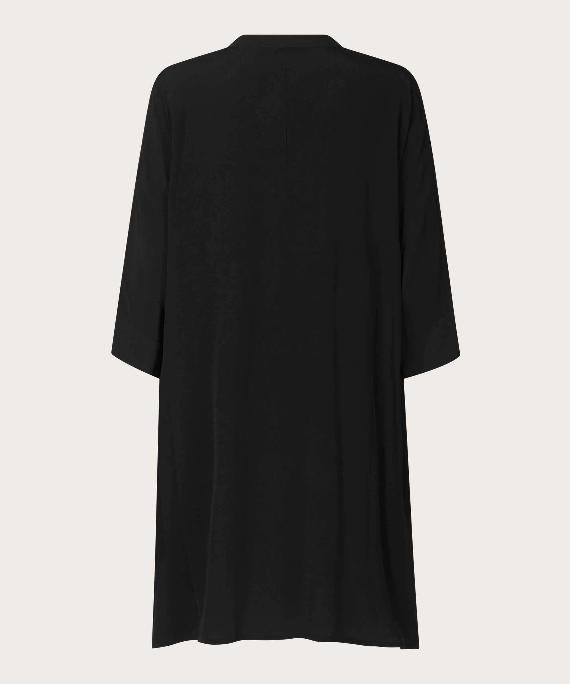 Hemdblusenkleid Aus Viskose Mit Dreiviertelärmeln, Black