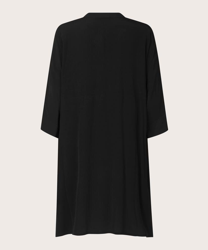 Hemdblusenkleid Aus Viskose Mit Dreiviertelärmeln, Black