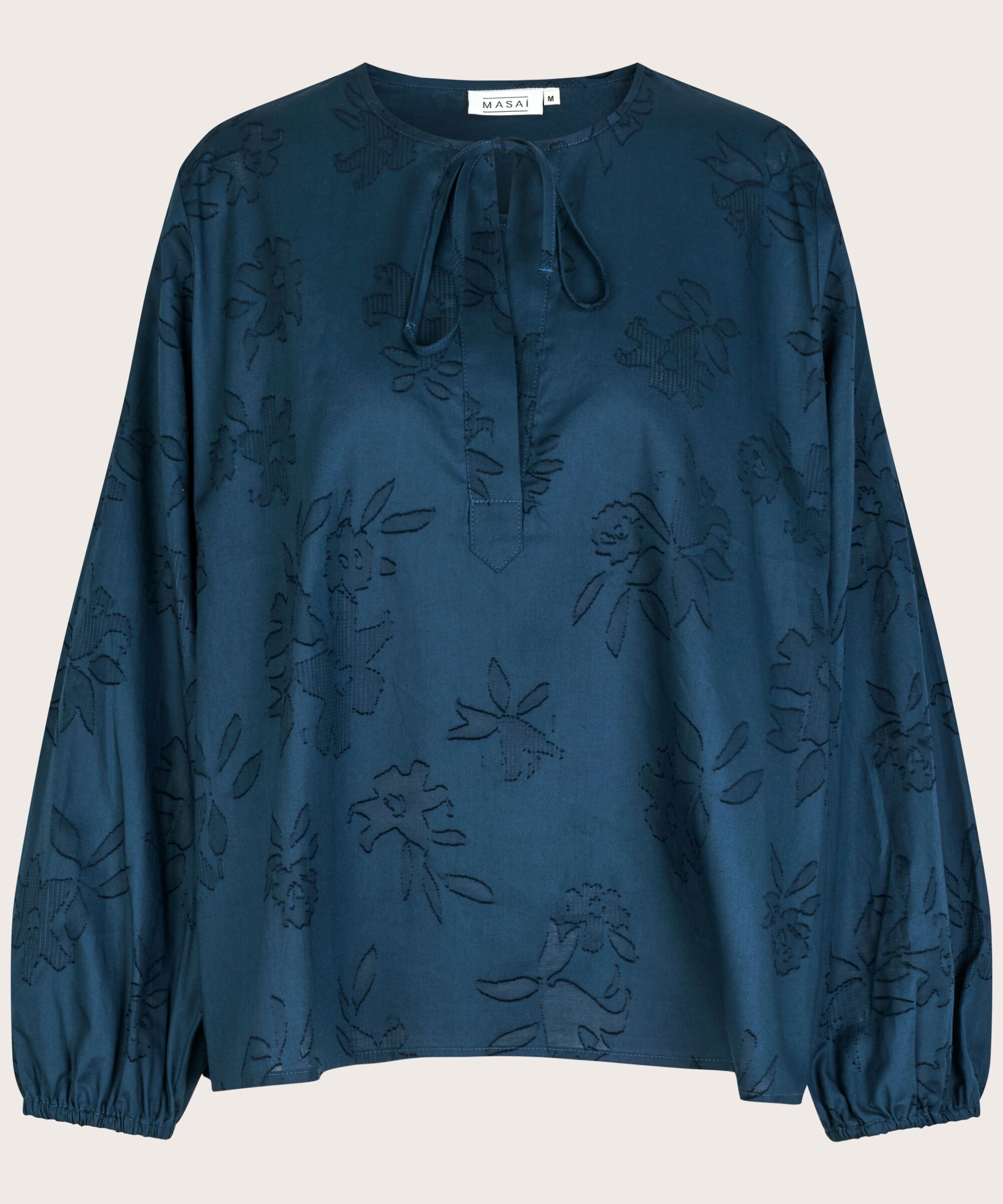 Baumwollbluse mit gewebtem Aufdruck, Moonlit Ocean